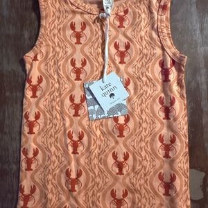 Kate Quinn peach LOBSTER Baroque Sleeveless button tank top-Summer shirt-NEW-2T